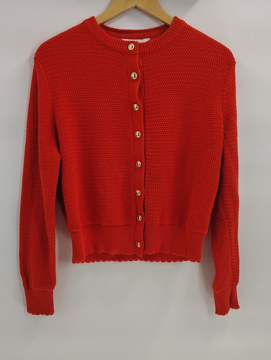 Time and Tru Sweaters - Time & Tru Sweater Large Orange Gold Buttons Cropped Thick Fabric Long Sleeve